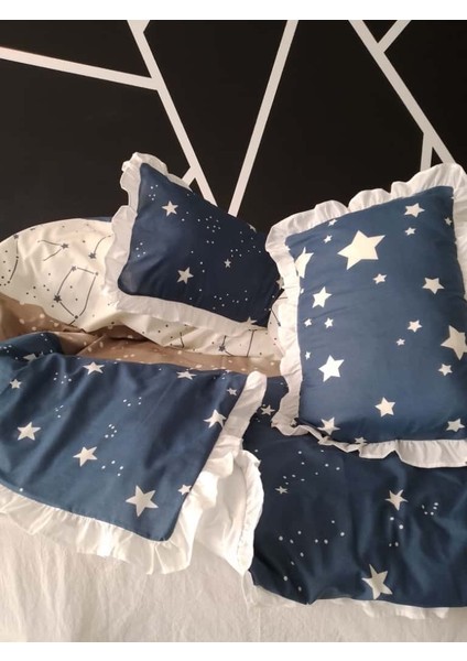 Starfall - Çift Kişilik Fırfır'lı Nevresim Seti Natural Pamuk