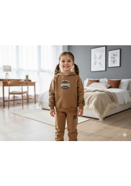 Erkek Çocuk Koyu Kahve Backlsh Baskılı Kapişonlu 2'li Takım 4 Yaş