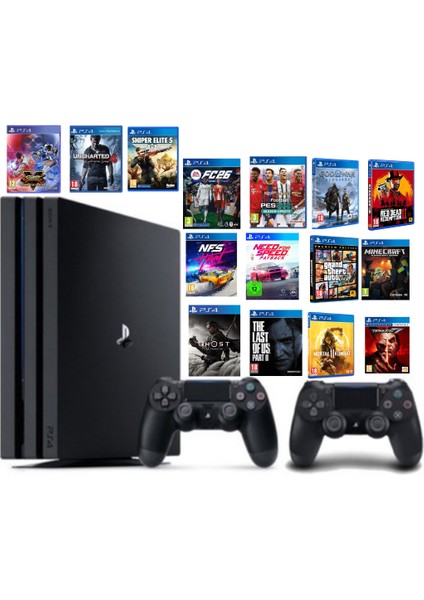 Ps4 Pro[CUH 7216-B] 1 Tb 2 Adet V2 Dualshock 4 15 Adet Dijital Oyun 12 Ay Garanti Alfa Consol Güvencesiyle