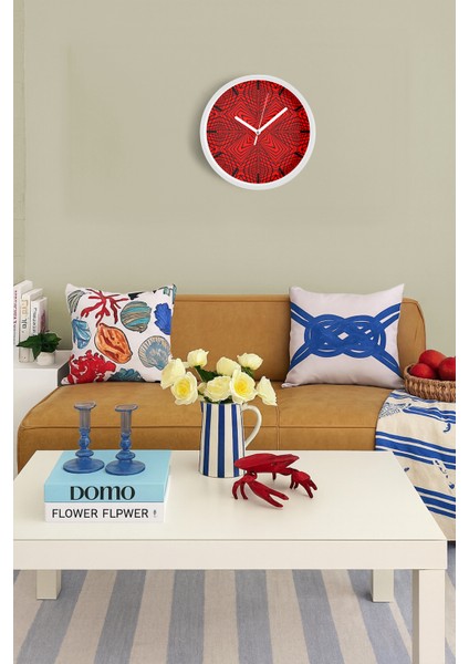 Siyah - Kırmızı Optik Illüzyon Modern Tasarım Duvar Saati - 25CM - Önü Camlı Beyaz Kasa fiyatları