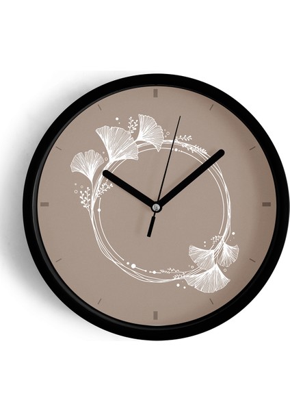 Minimal Çiçek Halkalı Modern Duvar Saati - 42CM - Önü Camlı Siyah Kasa - Sessiz Mekanizma