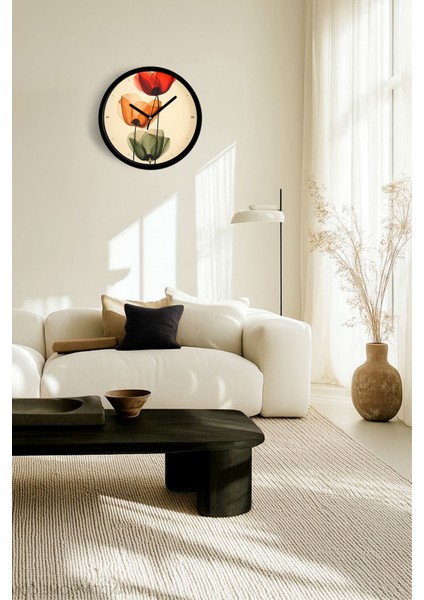 Renkli Soyut Güller Modern Duvar Saati - 42CM - Önü Camlı Siyah Kasa - Sessiz Mekanizma fiyatları