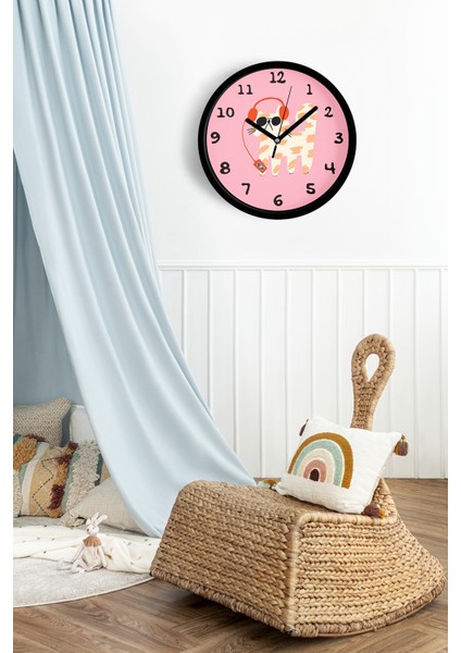 Müzik Dinleyen Kedi Tasarım Modern Duvar Saati - Çocuk Odası Duvar Saati - 25CM - Önü Camlı fiyatları