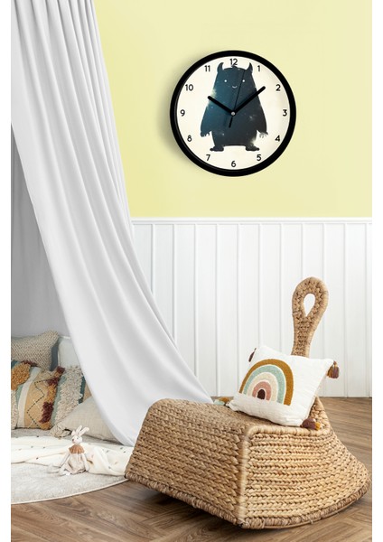 Kozmik Canavar Temalı Modern Duvar Saati - 25CM - Önü Camlı Siyah Kasa - Sessiz Mekanizma fiyatları