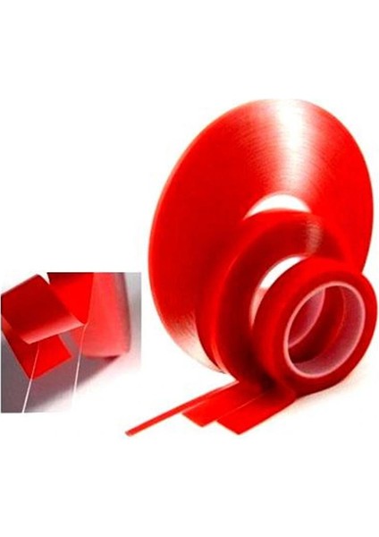 Çift Taraflı Akrilik Silikonize Bant 18 mm x 2 Metre Kırmızı Vhb fırsatları