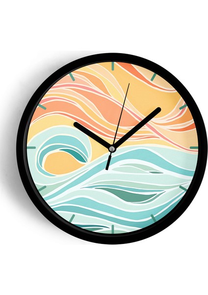 Soyut Tasarım Modern Duvar Saati - 42CM - Önü Camlı Siyah Kasa - Sessiz Mekanizma