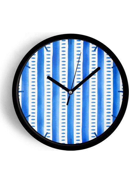 Soyut - Bohem Temalı Modern Duvar Saati - 25CM - Önü Camlı Siyah Kasa - Sessiz Mekanizma