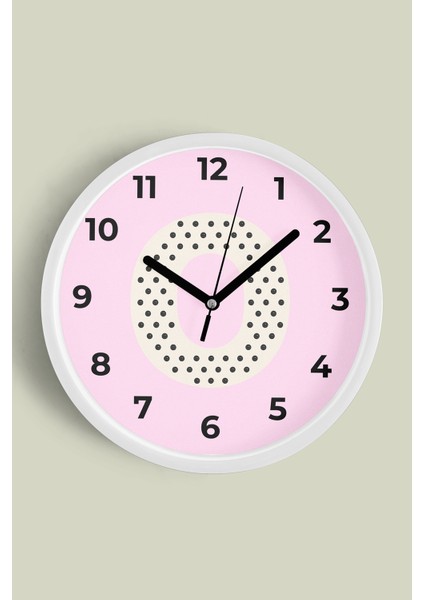 O Harfi Kız Odası Duvar Saati - 25CM - Önü Camlı Beyaz Kasa - Sessiz Mekanizma