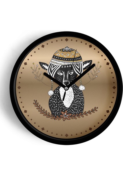 Bohem Kurt Modern Duvar Saati - 42CM - Önü Camlı Siyah Kasa - Sessiz Mekanizma