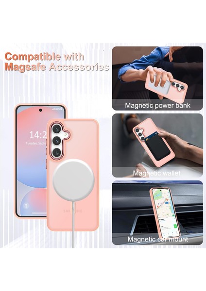 Samsung Galaxy S25 Fe Uyumlu Ekran Koruyuculu Kılıf Magsafe Sarj Destekli Kamera Çıkıntılı Mat Kapak