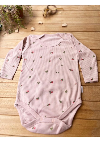 Kız Bebek 2’li Takım Lale Baskılı Uzun Kollu Fitilli Kaşkorse Çıtçıtlı Body modelleri