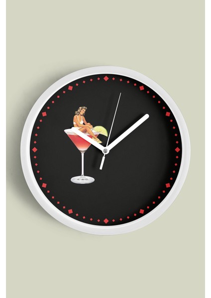 Modern Duvar Saati - 25CM - Önü Camlı Beyaz Kasa - Sessiz Mekanizma