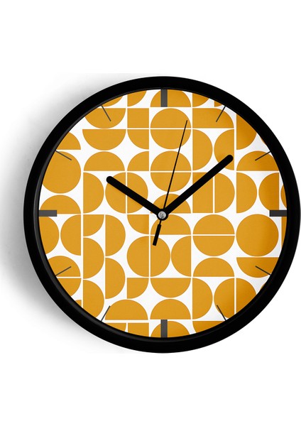 Geometrik Desenli Modern Duvar Saati - 42CM - Önü Camlı Siyah Kasa - Sessiz Mekanizma