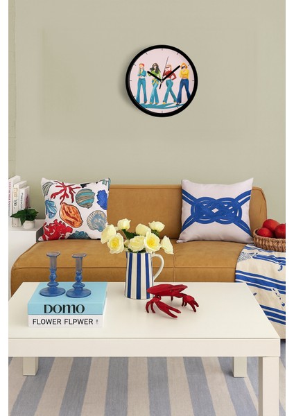 Havalı Kadınlar Tasarımı Modern Duvar Saati - 25CM - Önü Camlı Siyah Kasa - Sessiz Mekanizma fiyatları