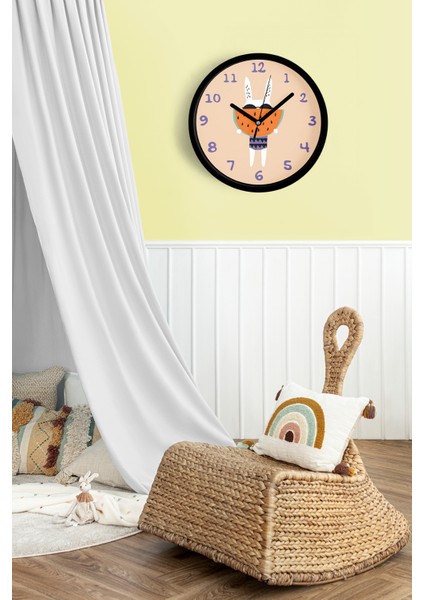 Karpuz Yiyen Sevimli Tavşan Çocuk Odası Duvar Saati - 42CM - Önü Camlı Siyah Kasa - Sessiz Mekanizma fiyatları