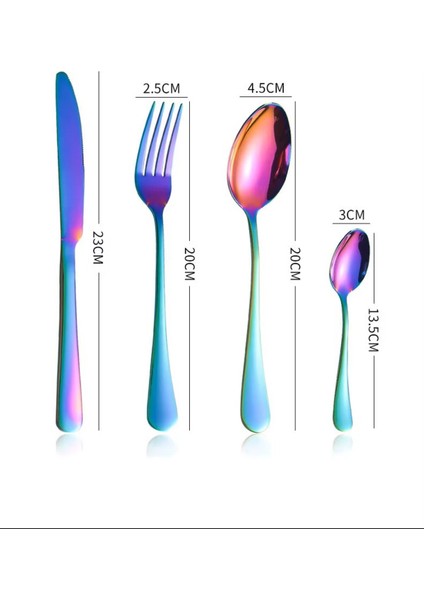 Premium 304 Paslanmaz Çelik 24 Parça Çatal Kaşık Bıçak Takımı – 6 Kişilik Sofra Seti Gökkuşağı Rengi fiyatları