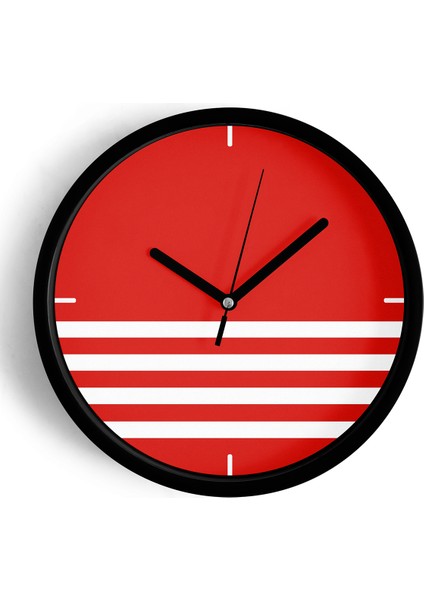 Renkli Çizgili Modern Tasarım Duvar Saati - 25CM - Önü Camlı Siyah Kasa - Sessiz Mekanizma