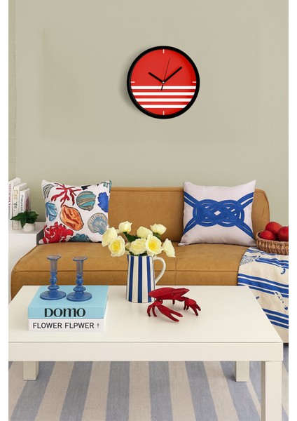 Renkli Çizgili Modern Tasarım Duvar Saati - 25CM - Önü Camlı Siyah Kasa - Sessiz Mekanizma fiyatları