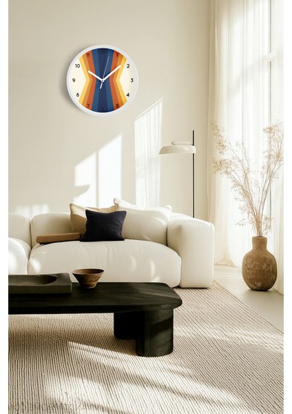 Soyut - Geometrik Temalı Modern Duvar Saati - 25CM - Önü Camlı Beyaz Kasa - Sessiz Mekanizma fiyatları
