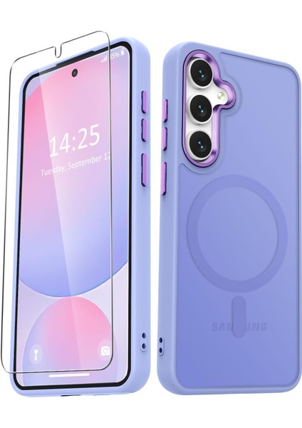 Samsung Galaxy A17 Uyumlu Ekran Koruyuculu Kılıf Magsafe Sarj Destekli Kamera Çıkıntılı Mat Kapak