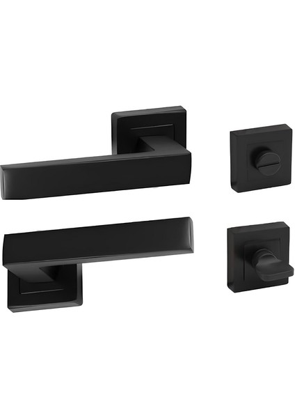 Kare Rozetli Lama Wc Kapı Kolu ( 1 Takım )