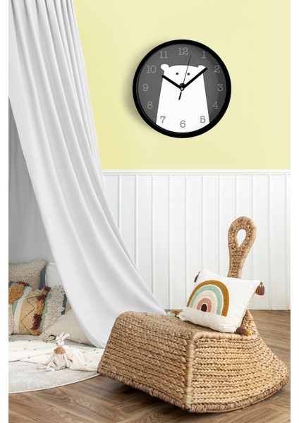 Sevimli Ayı Çocuk Odası Modern Duvar Saati - 42CM - Önü Camlı Siyah Kasa - Sessiz Mekanizma fiyatları