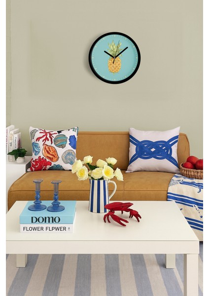 Ananas Tasarımı Mutfak Duvar Saati - 42CM - Önü Camlı Siyah Kasa - Sessiz Mekanizma fiyatları