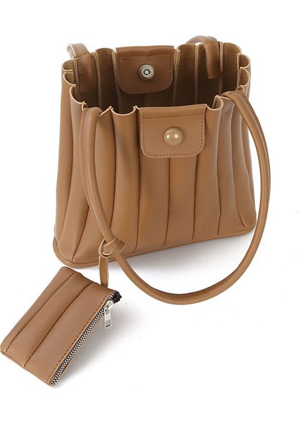 Orijinal Yeni Sezon Özel Tasarım Lüks Yumuşak Deri Mini Cüzdanlı Yavrulu El Kol ve Omuz Çantası modelleri