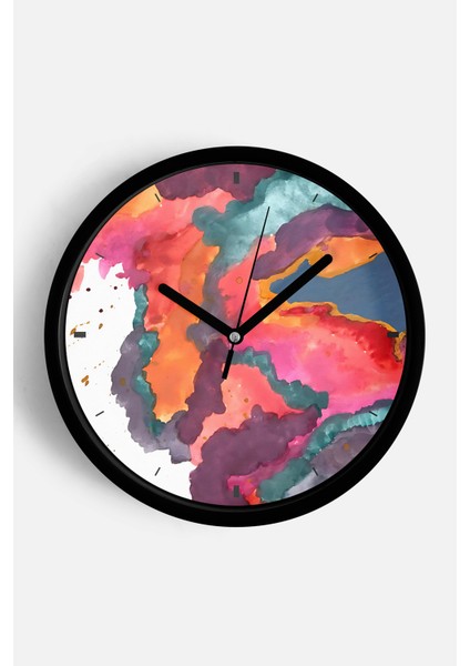 Soyut Tasarım Modern Duvar Saati - 25CM - Önü Camlı Siyah Kasa - Sessiz Mekanizma