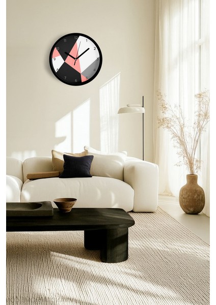 Soyut - Geometrik Temalı Modern Duvar Saati - 42CM - Önü Camlı Siyah Kasa - Sessiz Mekanizma fiyatları
