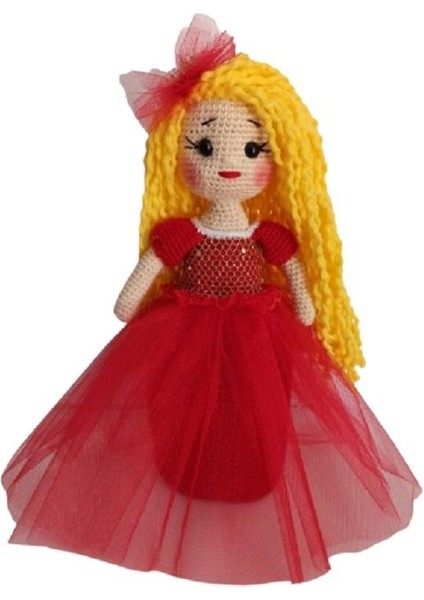 Kırmızı Prenses Rosa Bebek Amigurumi Organik Oyuncak
