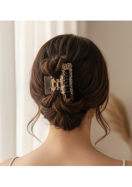 Kadın Leopar Desenli Kahverengi Akrilik Mandal Toka fiyatları