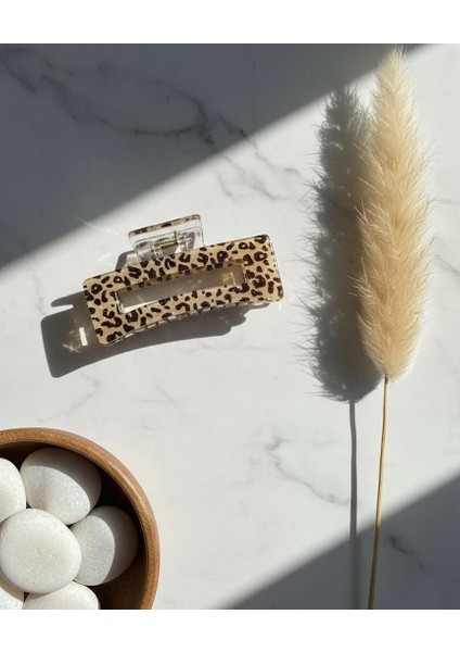 Kadın Leopar Desenli Kahverengi Akrilik Mandal Toka modelleri