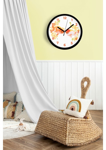 Sevimli Balık Tasarımı Çocuk Odası Duvar Saati - 42CM - Önü Camlı Siyah Kasa - Sessiz Mekanizma fiyatları