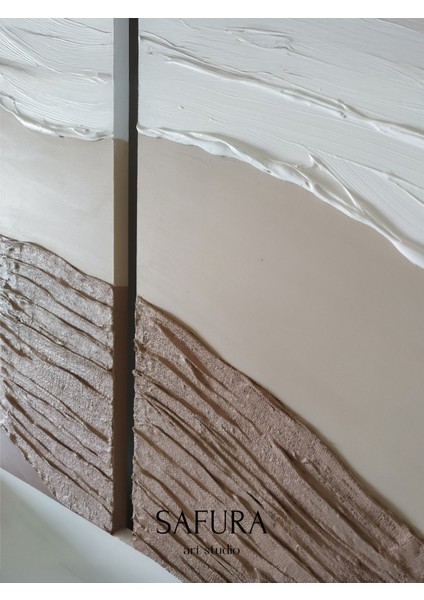 Dokulu Tablo – El Yapımı 3 Boyutlu Alçı Minimalist Doku, Modern Iskandinav Kabartmalı (Kumaş Dalga Kahverengi) fırsatları