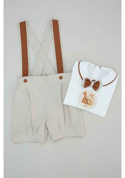 Balonlu Ayıcık Baskılı Şort Salopet Takım fırsatları