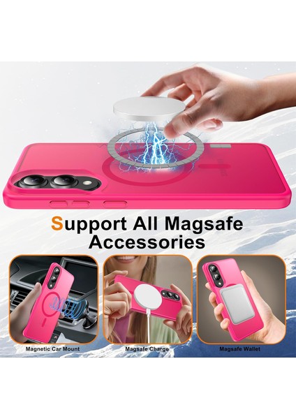 Samsung Galaxy S25 Fe Uyumlu Ekran Koruyuculu Kılıf Magsafe Sarj Destekli Kamera Çıkıntılı Mat Kapak fiyatları