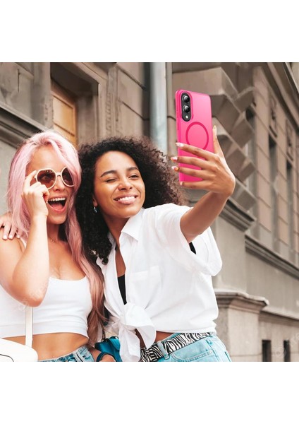 Samsung Galaxy S25 Fe Uyumlu Ekran Koruyuculu Kılıf Magsafe Sarj Destekli Kamera Çıkıntılı Mat Kapak