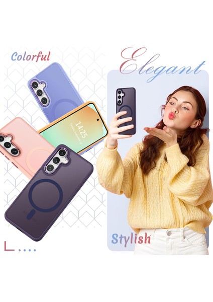 Samsung Galaxy A17 Uyumlu Ekran Koruyuculu Kılıf Magsafe Sarj Destekli Kamera Çıkıntılı Mat Kapak