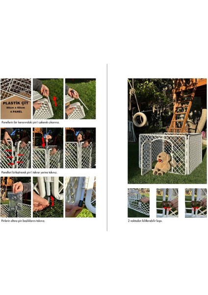 Cloverpet Plastik Kedi Köpek Bahçe Çiti 4 Panel 90*60CM fırsatları