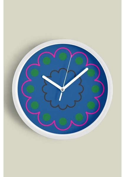 Soyut - Geometrik Temalı Modern Duvar Saati - 25CM - Önü Camlı Beyaz Kasa - Sessiz Mekanizma