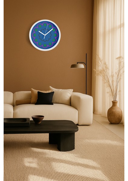 Soyut - Geometrik Temalı Modern Duvar Saati - 25CM - Önü Camlı Beyaz Kasa - Sessiz Mekanizma fiyatları