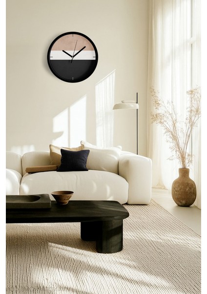 Klasik Modern Tasarım Duvar Saati - 42CM - Önü Camlı Siyah Kasa - Sessiz Mekanizma fiyatları