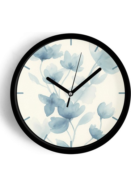 Soyut Bohem Çiçek Modern Tasarım Duvar Saati - 42CM - Önü Camlı Siyah Kasa - Sessiz Mekanizma