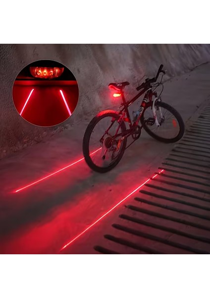 Profesyonel Bisiklet Arka Stop Lambası | 5 LED + 2 Lazer Şeritli Güvenlik Uyarı Işığı | Pilli Fren Lambası MTB ve Yol Bisikleti Arka Feneri fiyatları