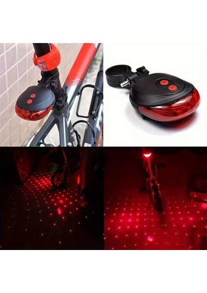 Profesyonel Bisiklet Arka Stop Lambası | 5 LED + 2 Lazer Şeritli Güvenlik Uyarı Işığı | Pilli Fren Lambası MTB ve Yol Bisikleti Arka Feneri modelleri