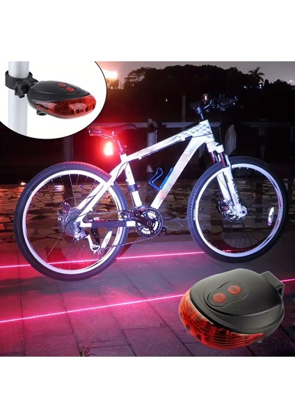 Profesyonel Bisiklet Arka Stop Lambası | 5 LED + 2 Lazer Şeritli Güvenlik Uyarı Işığı | Pilli Fren Lambası MTB ve Yol Bisikleti Arka Feneri indirimleri