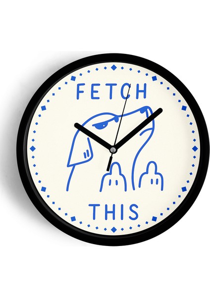 Karikatür Tamalı Köpek Tasarım Modern Duvar Saati - 42CM - Önü Camlı Siyah Kasa - Sessiz Mekanizma