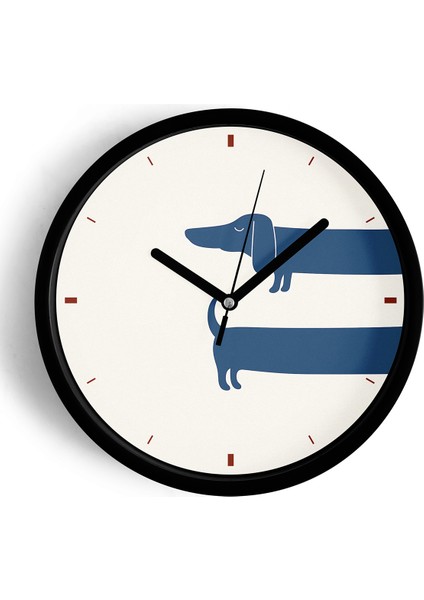 Köpek Tasarım Modern Duvar Saati - 42CM - Önü Camlı Siyah Kasa - Sessiz Mekanizma