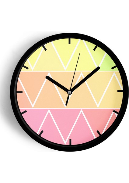 Soyut - Geometrik Temalı Modern Duvar Saati - 25CM - Önü Camlı Siyah Kasa - Sessiz Mekanizma